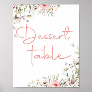 Elegant Waterverf Wildbloemen Party dessert Sign Poster