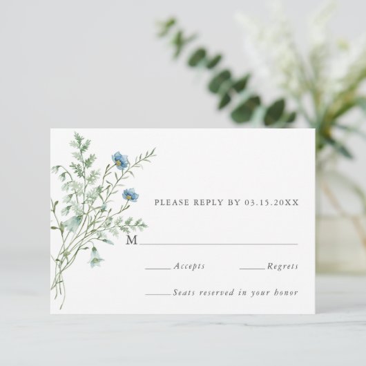 Elegant Waterverf Wildbloemen Weddenschap RSVP (Staand voorkant)