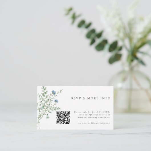 Elegant Waterverf Wildbloemen Weddenschap RSVP Informatiekaartje (Staand voorkant)