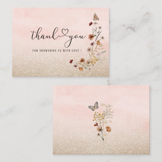 Elegant Waterverf Wilde bloem en vlinderbloemigen Notitiekaartje (Voorkant / Achterkant)