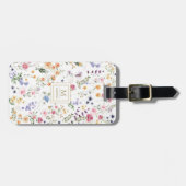 Elegant Waterverf Wilde bloem Garden Monogram Bagagelabel (Voorkant horizontaal)