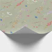 Elegant Waterverf Wilde bloem Tuinbes Sage Green Cadeaupapier (Hoek)