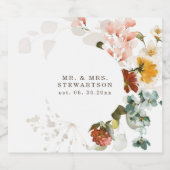 Elegant Waterverf Wilde bloem Tuinkerkkunde Sparkling Wijnetiket (Enkel label)