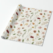Elegant Waterverf Wilde bloem Tuinworp Cadeaupapier (Uitgerold)