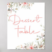 Elegant Waterverf Wilde Bloemen Feest Dessert Bord Poster (Voorkant)