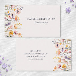 Elegant Waterverf Wilde bloemen Visitekaartje