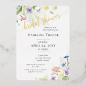 Elegant Waterverf Wilde bloemen Vrijgezellenfeest Folie Uitnodiging (Voorkant)