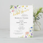 Elegant Waterverf Wilde bloemen Vrijgezellenfeest Folie Uitnodiging (Staand Voorkant)