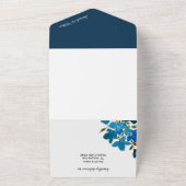 Elegant Waterverf Wilde bloemkorrels van blauw All In One Uitnodiging (Buitenkant)