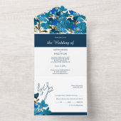 Elegant Waterverf Wilde bloemkorrels van blauw All In One Uitnodiging (Binnen)