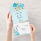 Elegant Waterverf Wilde bloemkorrels van blauw All In One Uitnodiging (Afscheurbaar)