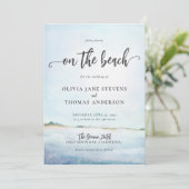 Elegant Waterverf Wilde Ocean Beach Aqua Wedding Kaart (Staand voorkant)