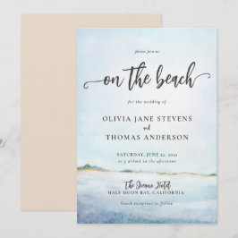 Elegant Waterverf Wilde Ocean Beach Aqua Wedding Kaart