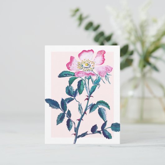 Elegant Waterverf Wilde Roos Vloer Moederdag Briefkaart (Staand voorkant)