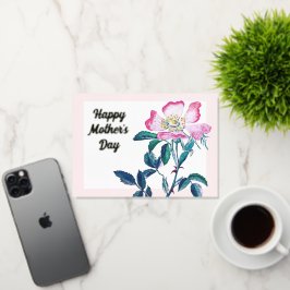 Elegant Waterverf Wilde Roos Vloer Moederdag Folie Wenskaart