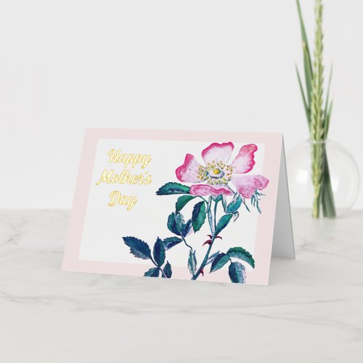 Elegant Waterverf Wilde Roos Vloer Moederdag Folie Wenskaart (Voorkant)