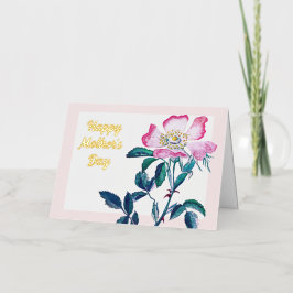 Elegant Waterverf Wilde Roos Vloer Moederdag Folie Wenskaart
