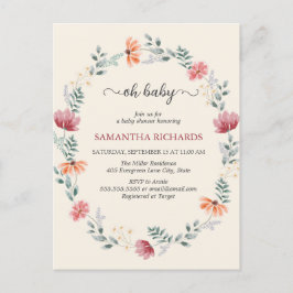 Elegant waterverf wildflower baby shower briefkaart