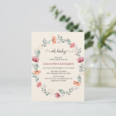 Elegant waterverf wildflower baby shower briefkaart (Staand voorkant)