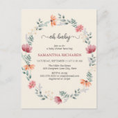 Elegant waterverf wildflower baby shower briefkaart (Voorkant)