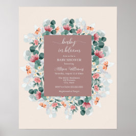 Elegant waterverf wildflower baby shower poster