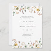 Elegant Waterverf Wildflower Floral Wedding Kaart (Voorkant)