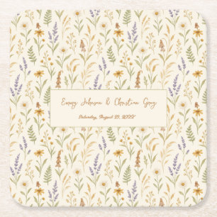 Elegant Waterverf Wildflower Floral Wedding Kartonnen Onderzetters