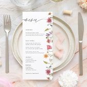 Elegant Waterverf Wildflower Floral Wedding Menu