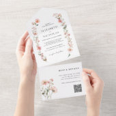 Elegant Waterverf Wildflower Garden Wedding All In One Uitnodiging (Afscheurbaar)