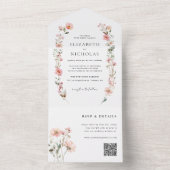 Elegant Waterverf Wildflower Garden Wedding All In One Uitnodiging (Binnen)