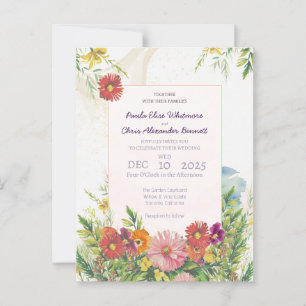 Elegant Waterverf Wildflower Garden Wedding Briefkaart