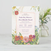 Elegant Waterverf Wildflower Garden Wedding Kaart (Staand voorkant)