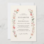 Elegant Waterverf Wildflower Garden Wedding Kaart (Voorkant)