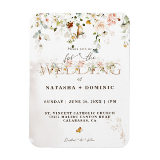 Elegant Waterverf Wildflower Garden Wedding Magneet