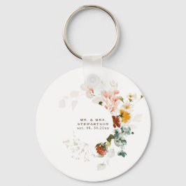 Elegant Waterverf Wildflower Garden Wedding Sleutelhanger