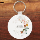 Elegant Waterverf Wildflower Garden Wedding Sleutelhanger (Voorkant)