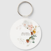 Elegant Waterverf Wildflower Garden Wedding Sleutelhanger (Achterkant)