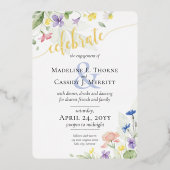 Elegant Waterverf Wildflower Marriage Verloving Folie Uitnodiging (Voorkant)