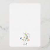 Elegant Waterverf Wildflower Marriage Verloving Folie Uitnodiging (Achterkant)