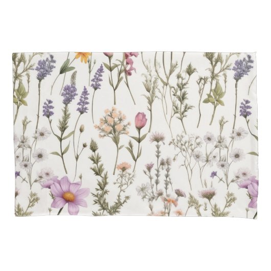Elegant Waterverf Wildflower Pattern Kussensloop (Voorkant)