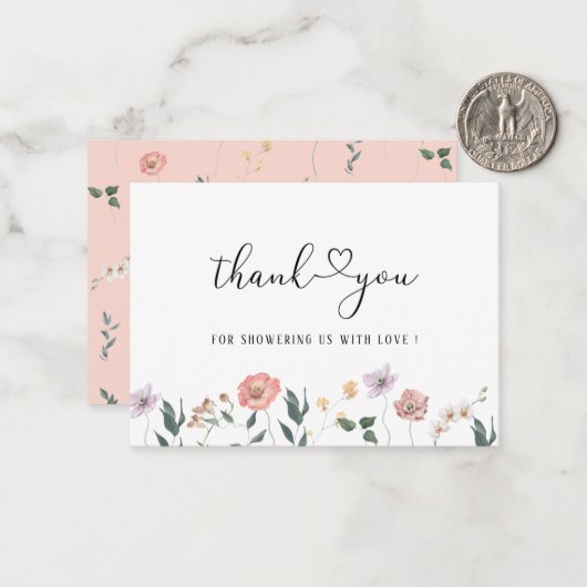 Elegant Waterverf Wildflower Spring Boho Rustic Notitiekaartje (Voorkant / Achterkant in situ)