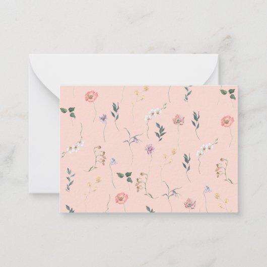 Elegant Waterverf Wildflower Spring Boho Rustic Notitiekaartje (Achterkant)