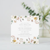 Elegant Waterverf Wildflower Square Wedding Kaart (Staand voorkant)