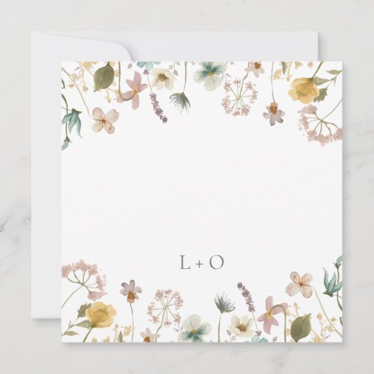 Elegant Waterverf Wildflower Square Wedding Kaart (Achterkant)