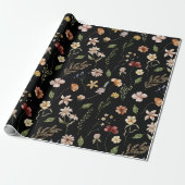 Elegant Waterverf Wildflower Tuingpap Cadeaupapier (Uitgerold)