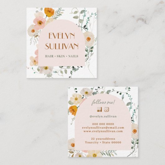 Elegant waterverf wildflower visitekaartje (Voorkant / Achterkant)