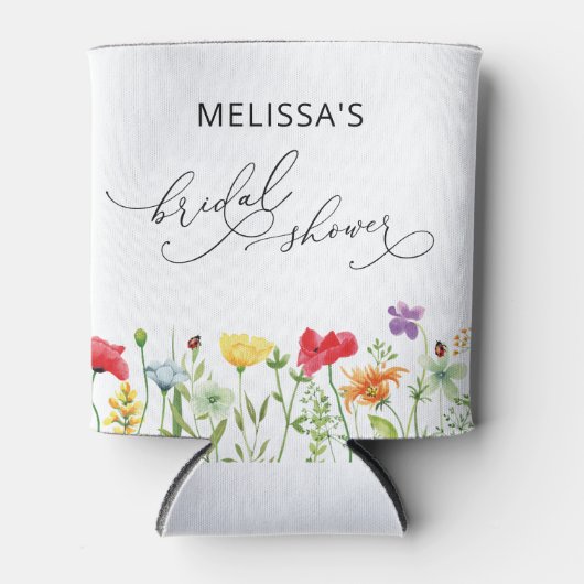 Elegant Waterverf Wildflower Vrijgezellenfeest Blikjeskoeler (Voorkant)