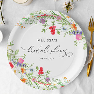 Elegant Waterverf Wildflower Vrijgezellenfeest Papieren Bordje