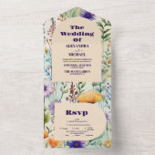 Elegant Waterverf Wildflower Weddenschap All In One Uitnodiging (Binnen)