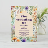 Elegant Waterverf Wildflower Weddenschap Kaart (Staand voorkant)